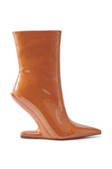 AZALEA WANG GLACIELLE PATENT NUDE WEDGE BOOTIE