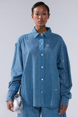 BLING BLING DENIM BUTTON DOWN TOP