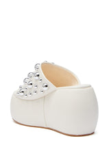 AZALEA WANG SERGO BONE EMBELLISHED CHUNKY SANDAL