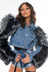 CHICKA CHICKA BOOM BOOM DENIM RUFFLE JACKET