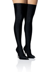 AZALEA WANG STAR STRETCH NEW LEVEL THIGH HIGH STILETTO BOOT IN BLACK
