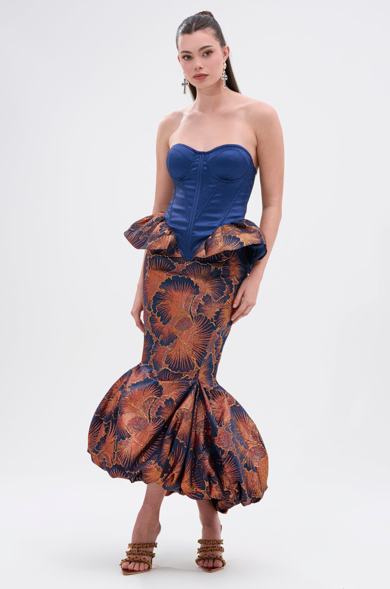 LADY LUX PEPLUM BROCADE CORSET TOP