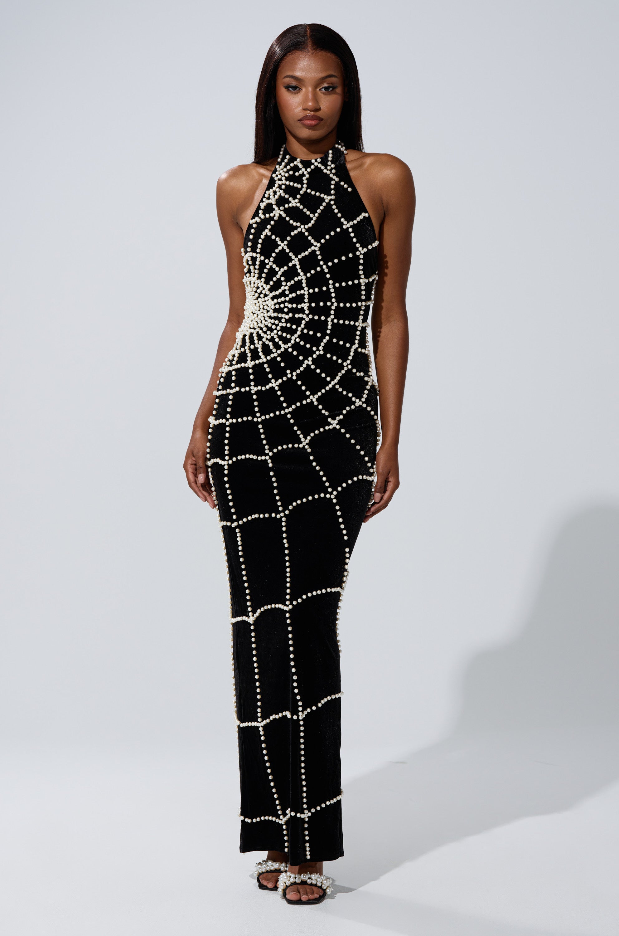 MARYJANE MAXI DRESS WITH PEARLS
