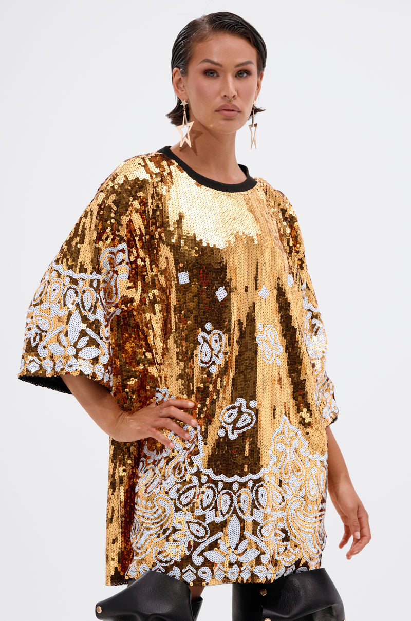 BOUJEE BANDANA SEQUIN MINI DRESS