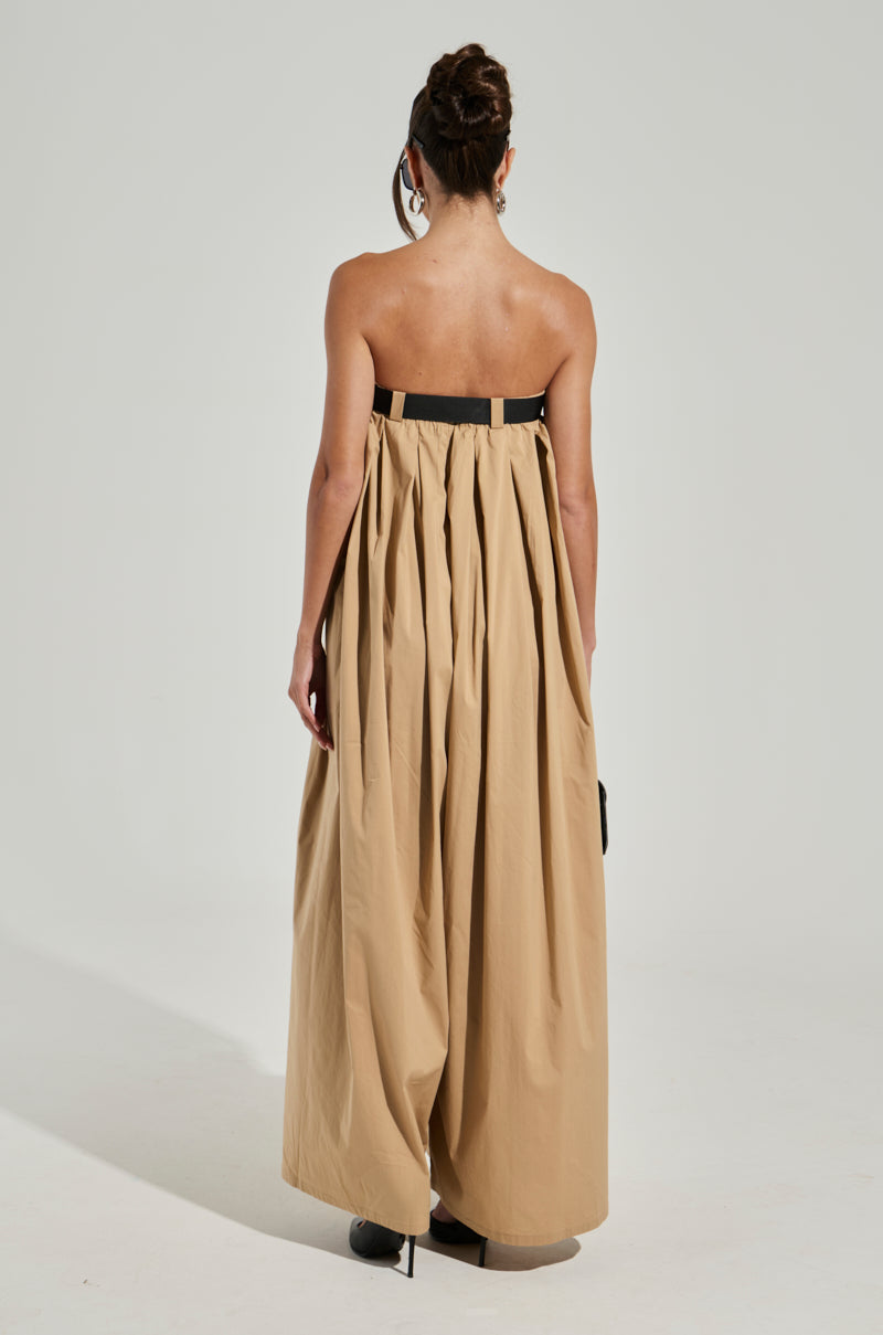 DIANE STRAPLESS OVERSIZED KHAKI JUMPSUIT