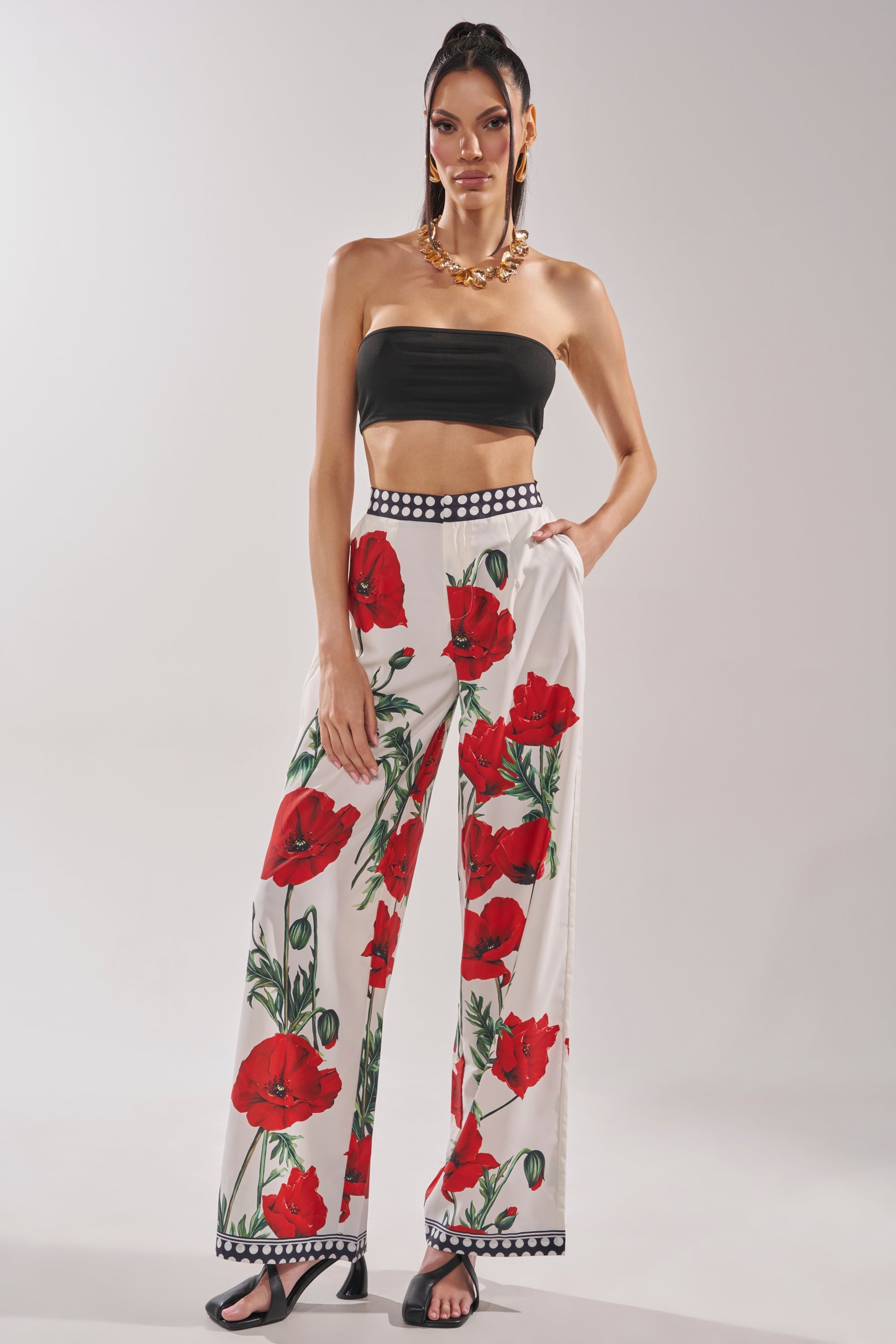 BELLADONNA PRINT PALAZZO PANTS IN WHITE MULTI