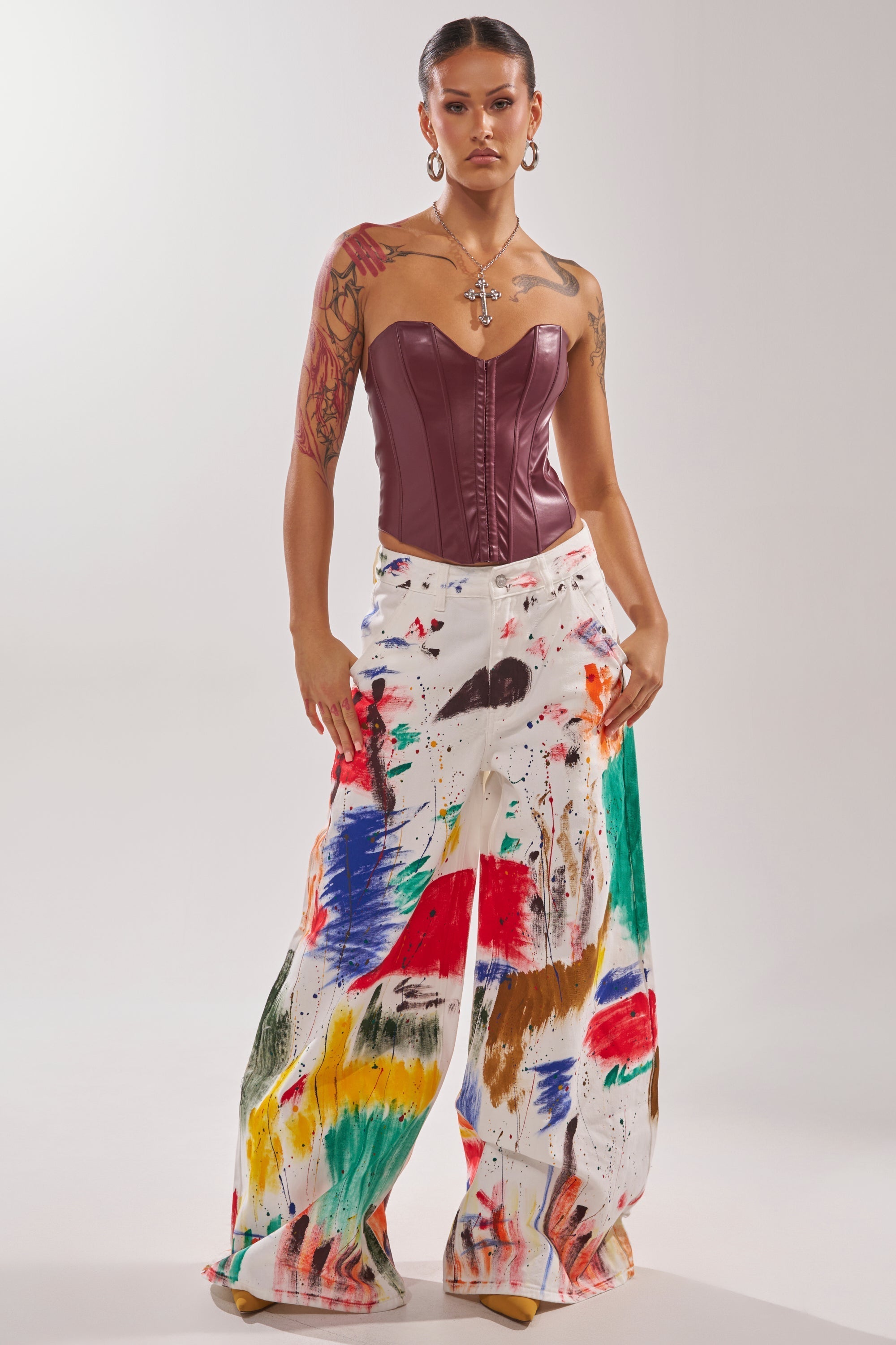 PAINTED ON RELAXED DENIM PANT