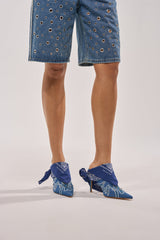 AZALEA WANG TAVINE DENIM MULE PUMP WITH BANDANA DETAIL