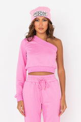 A MOMENT APART OFF THE SHOULDER SWEATSHIRT PINK