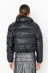 ALL BLACK PLEATHER PUFFER JACKET