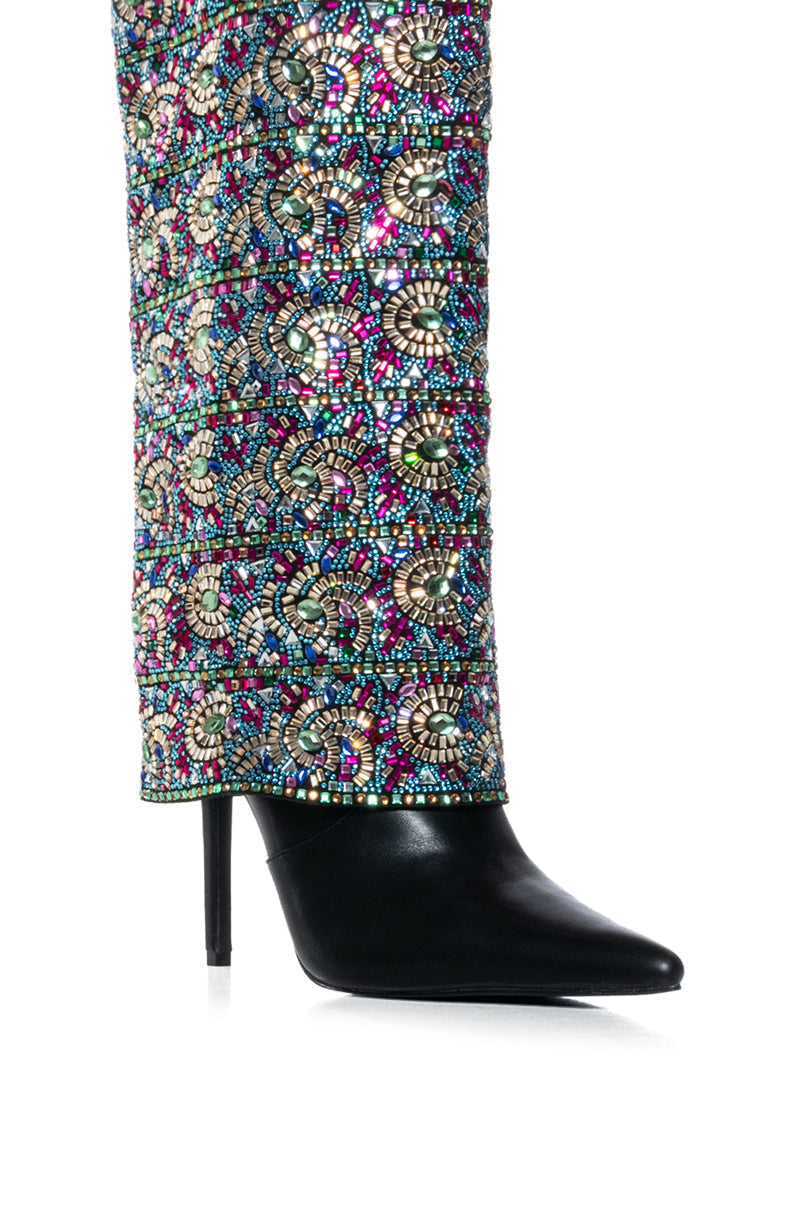 AZALEA WANG AMELIANNA FOLD OVER EMBELLISHED BOOT