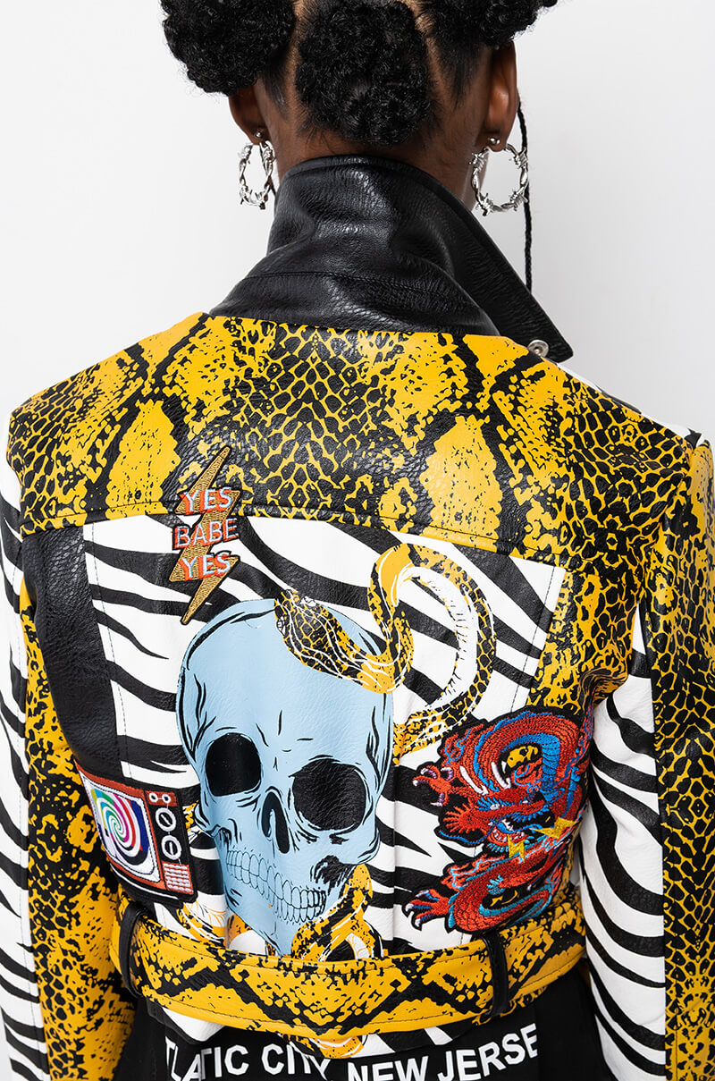 AZALEA WANG MISUNDERSTOOD CROP MOTO JACKET