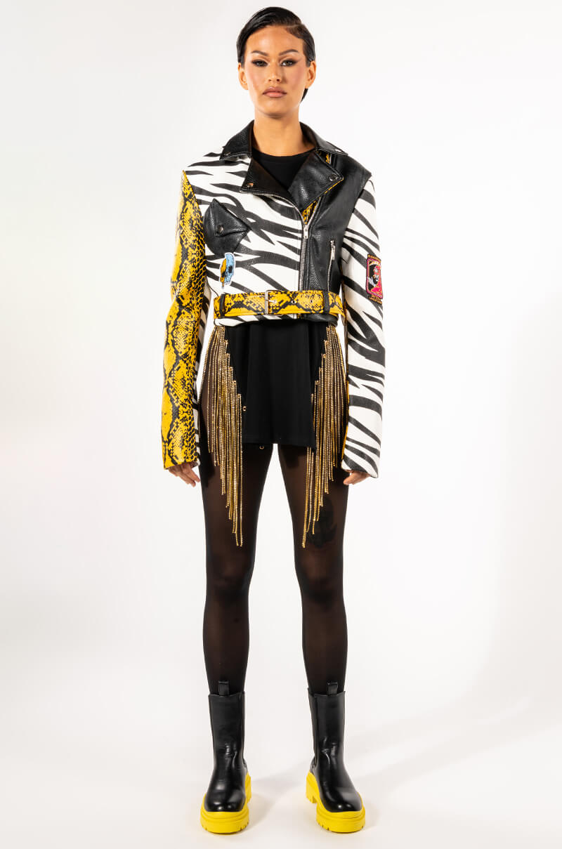 AZALEA WANG MISUNDERSTOOD CROP MOTO JACKET