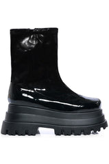 AZALEA WANG RUSH PATENT FLATFROM BOOT IN BLACK