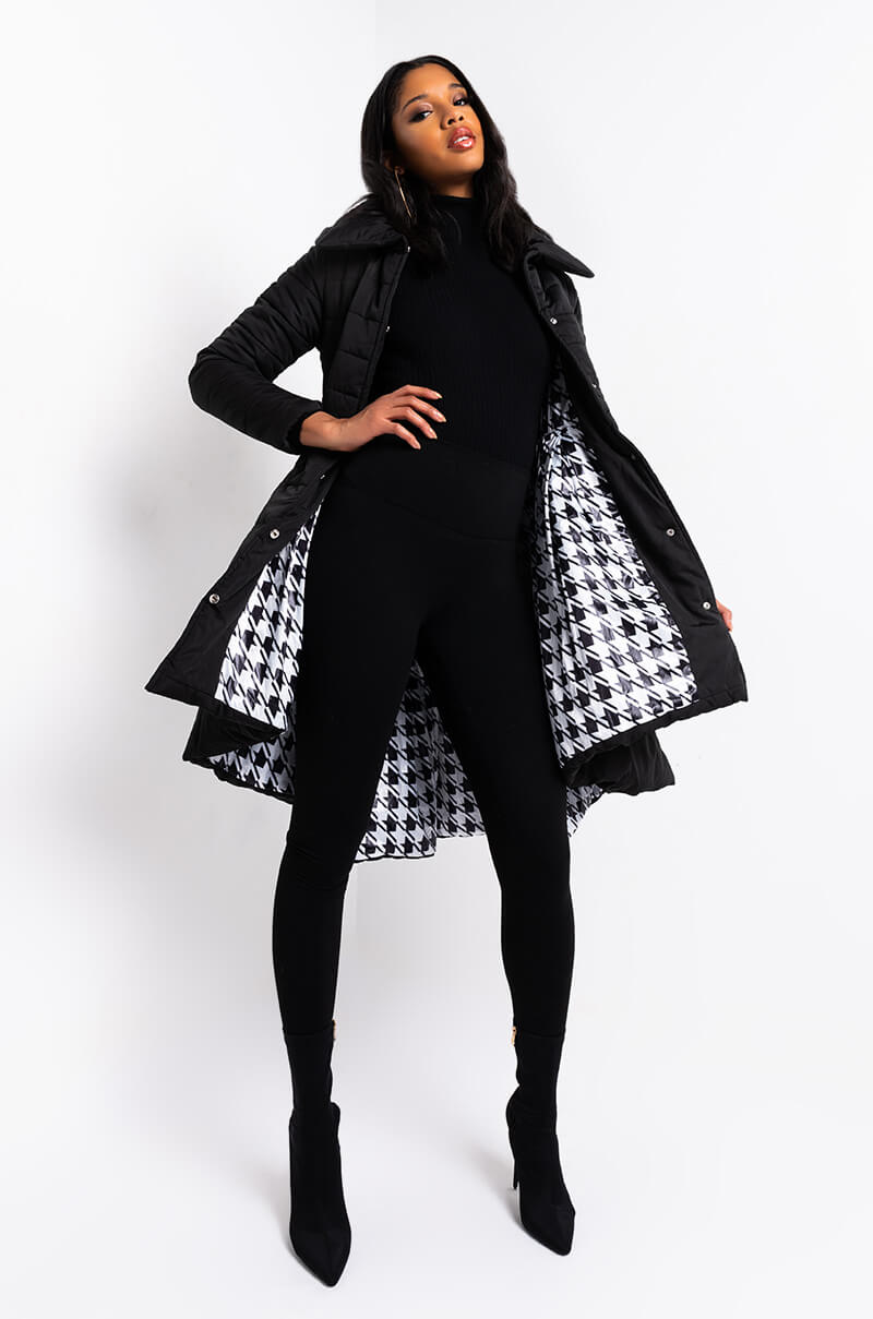 AZALEA WANG SOLID MIDTOWN PEPLUM PUFFER TRENCH