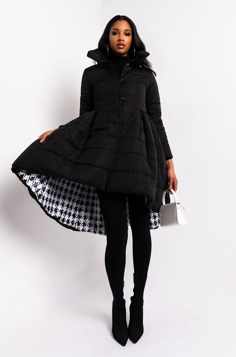 AZALEA WANG SOLID MIDTOWN PEPLUM PUFFER TRENCH