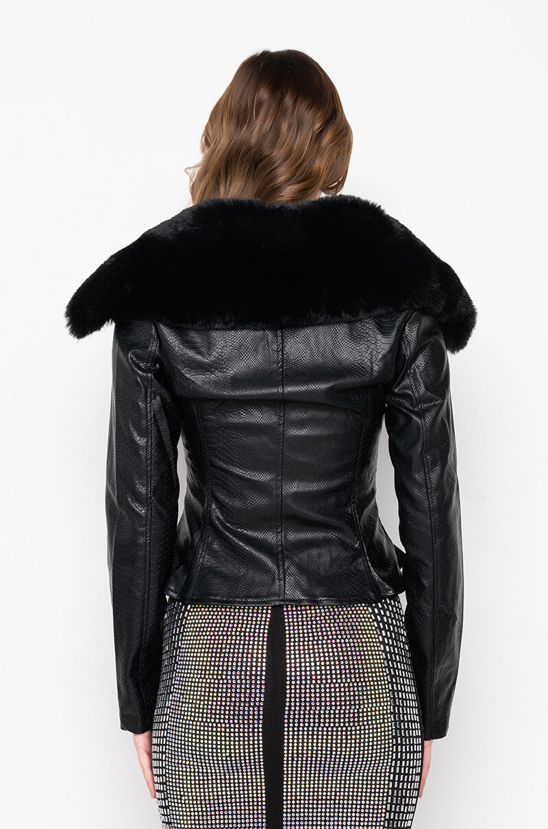 AZALEA WANG TIME FOR LOVE CROC MOTO WITH FAUX FUR