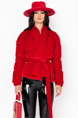 AZALEA WANG VELVET RED WRAP PUFFER