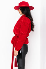 AZALEA WANG VELVET RED WRAP PUFFER