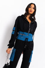 BEATRIX DENIM DETAIL SWEATSHIRT
