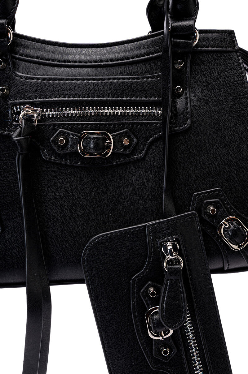 BERNADETTA STRAPPY BLACK BAG