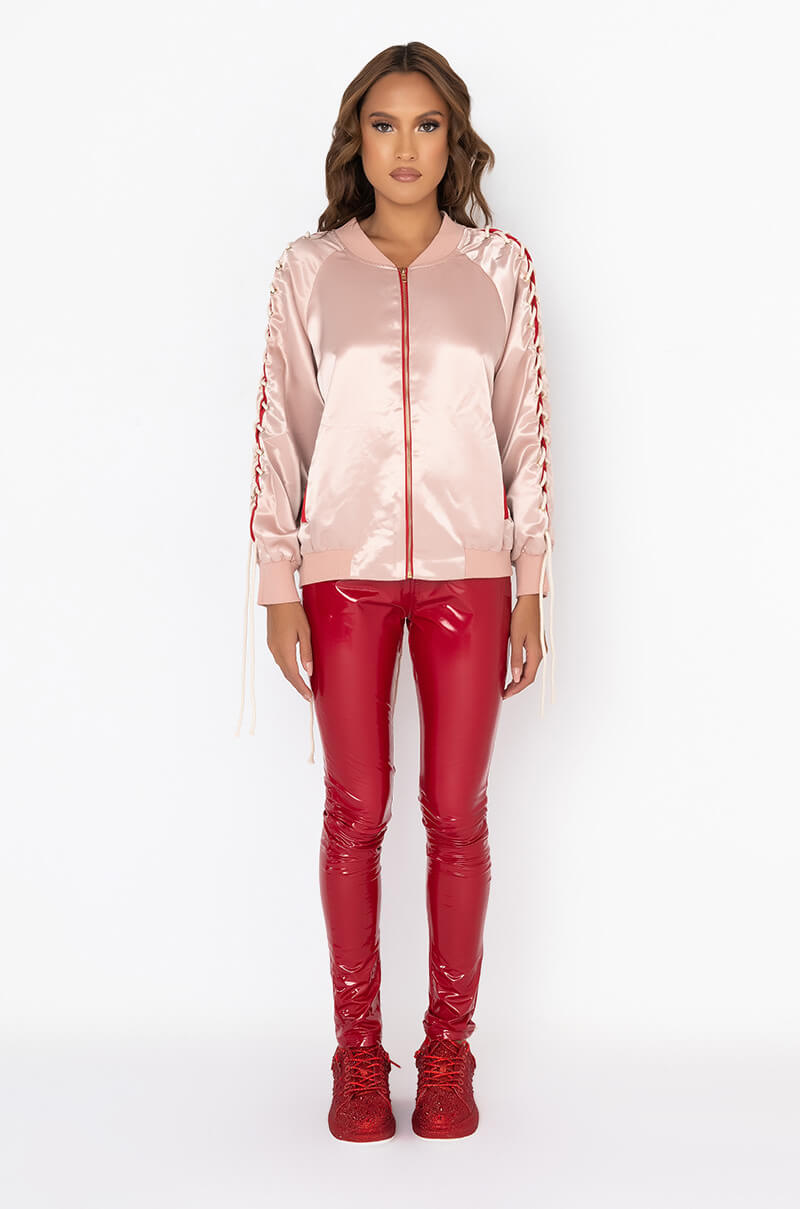 BEST DRESSED SATIN LACE UP BOMBER