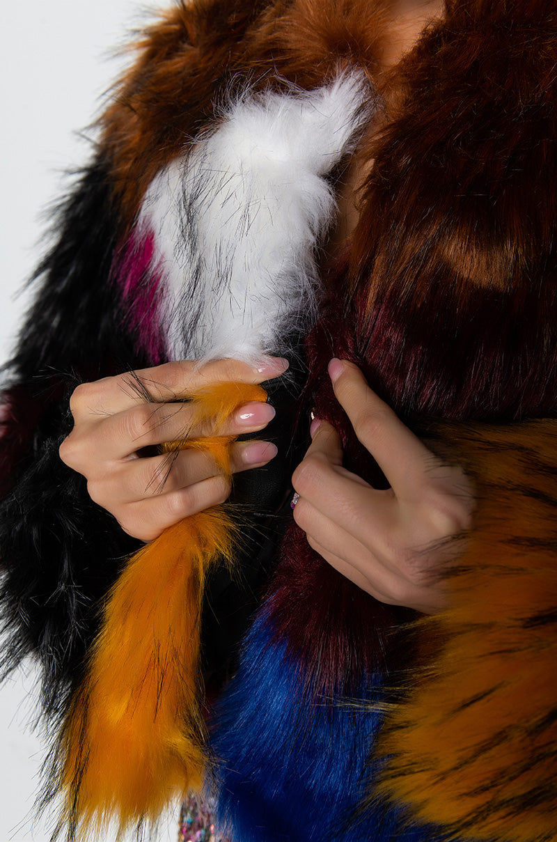 BETTER LUCK NEXT TIME FAUX FUR PATCH JACKET