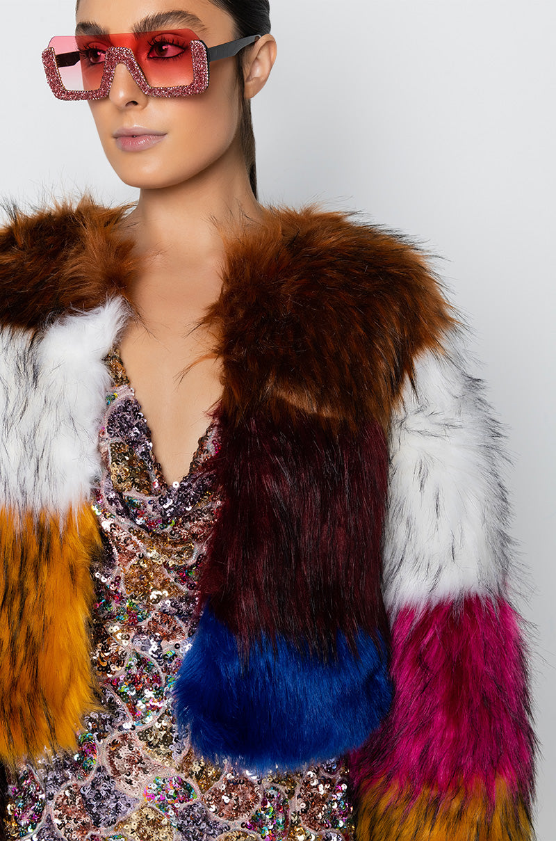 BETTER LUCK NEXT TIME FAUX FUR PATCH JACKET