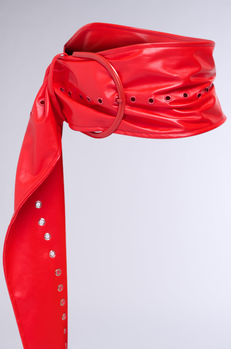 BIGGER IS ALWAYS BETTER PU BELT IN RED