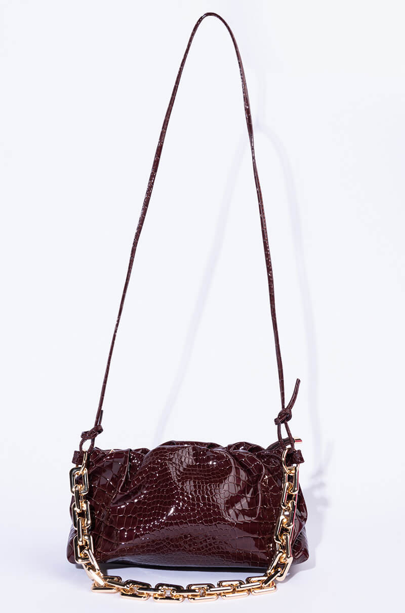 BINDI CROC BROWN BAGUETTE BAG