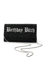 BIRTHDAY BITCH BEADED CLUTCH