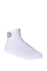 BLING SMILEY FACE SOCKS IN WHITE