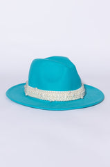 BLUE OVER BABY PINK UNDER PEARL BAND BRIM HAT