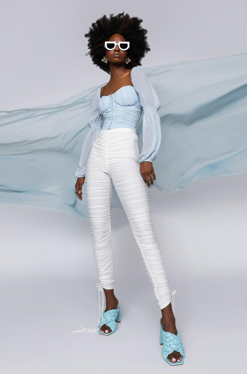 BLUE SKIES LONG SLEEVE BLOUSE LIGHT BLUE