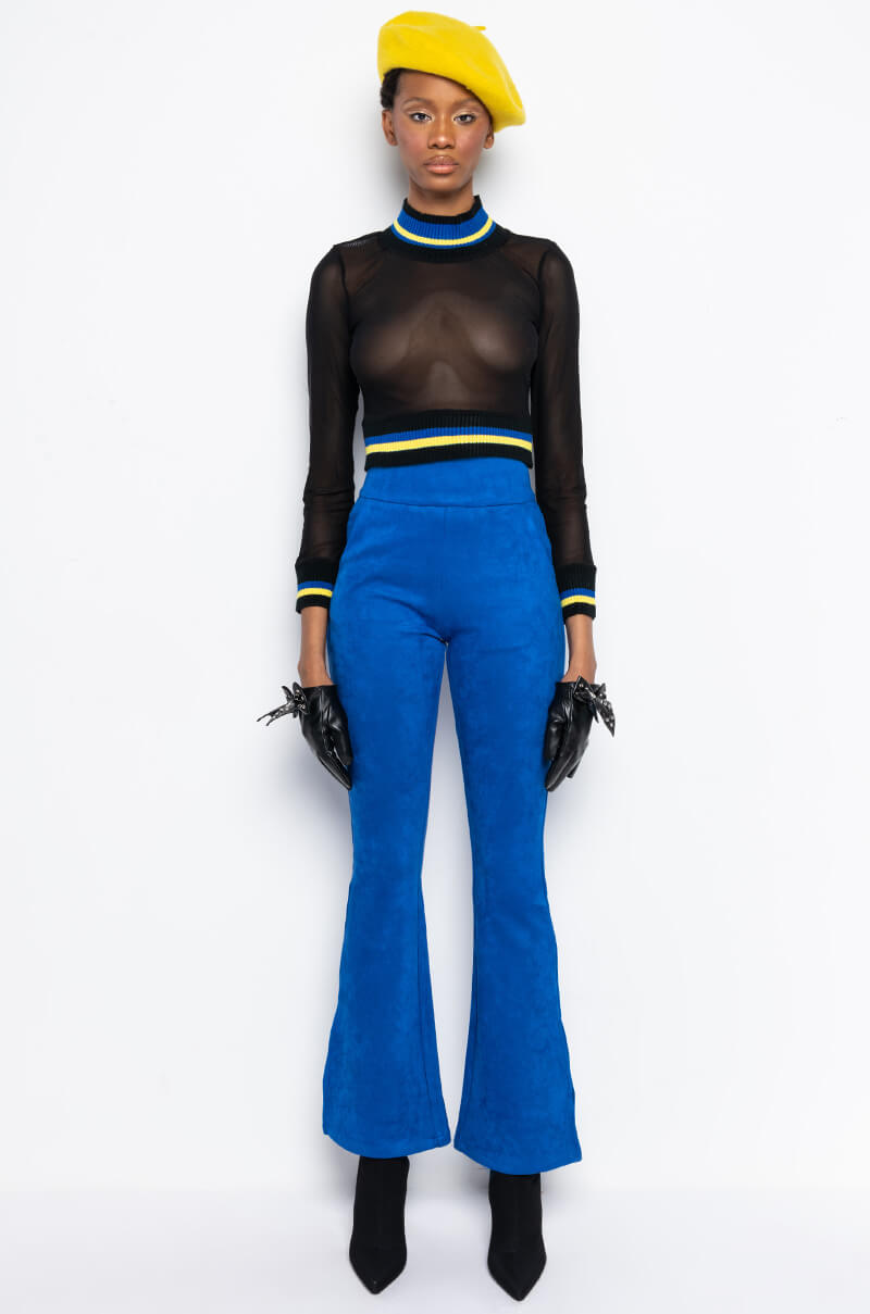 BODY LANGUAGE LONG SLEEVE MESH TURTLENECK TOP