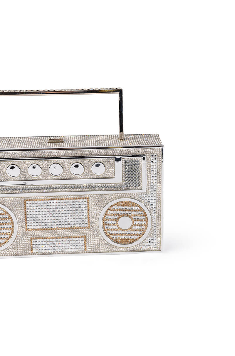 BOOM BOX EMBELLISHED NOVELTY BAG