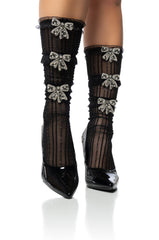 BOW EMBELLISHED KNEE HIGH SOCKS
