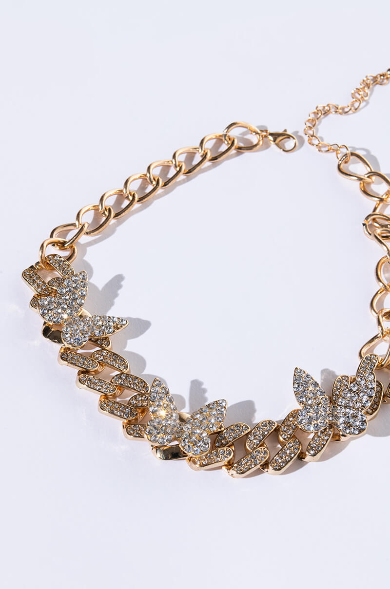 BUTTER-FLYEST RHINESTONE STATEMENT NECKLACE