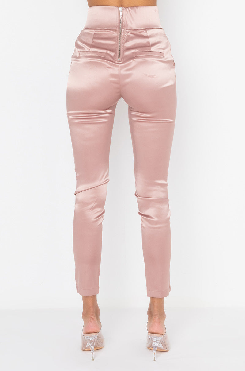 CALL ME BABY SATIN TROUSER LIGHT BROWN