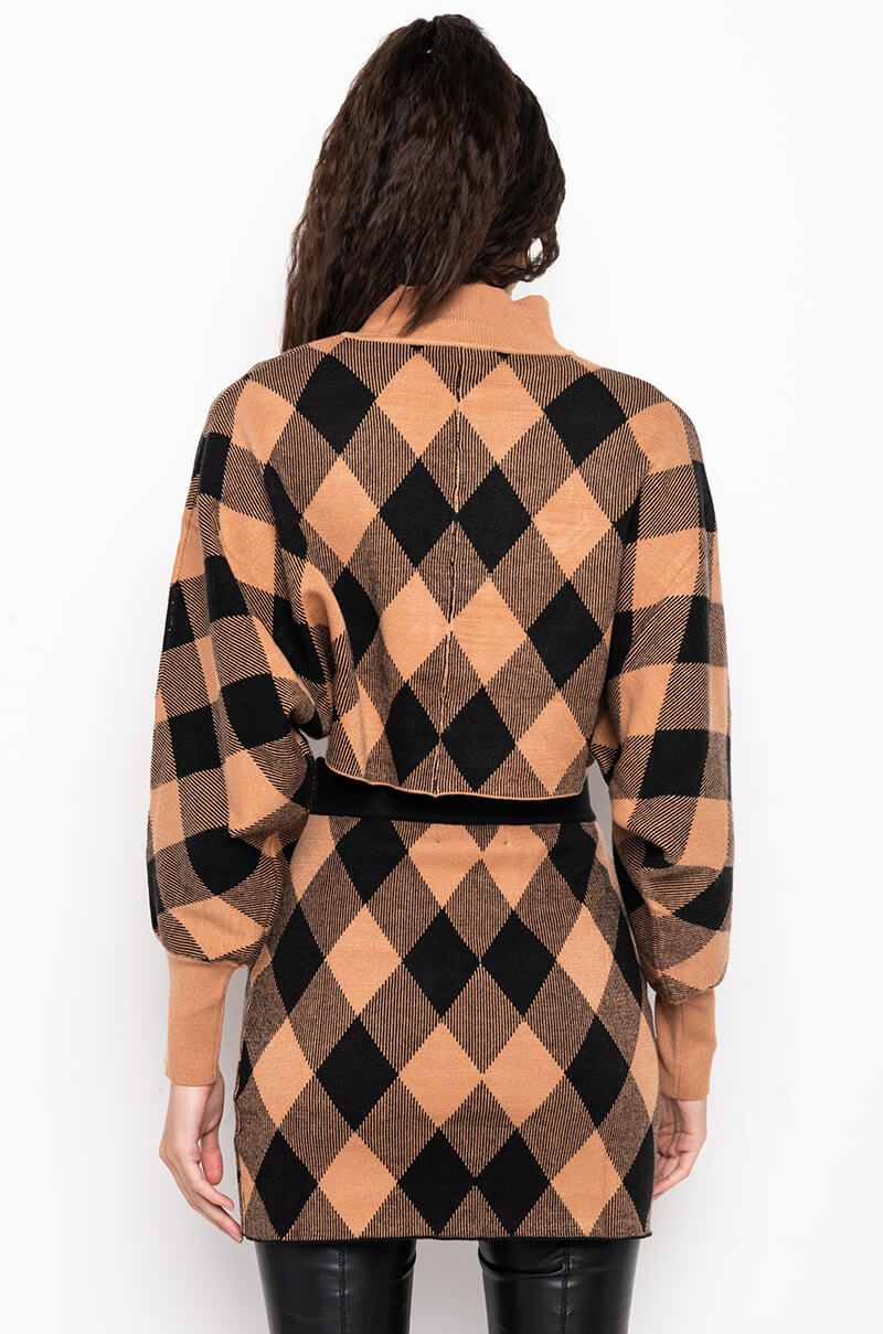 CALL ME ZIP UP SWEATER BEIGE MULTI