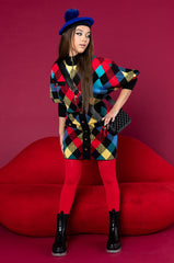 CALL ME ZIP UP SWEATER RED MULTI