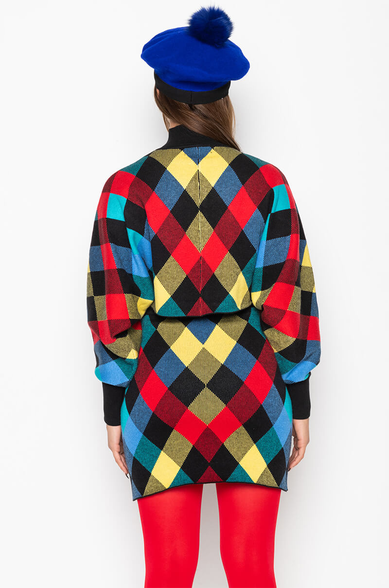 CALL ME ZIP UP SWEATER RED MULTI