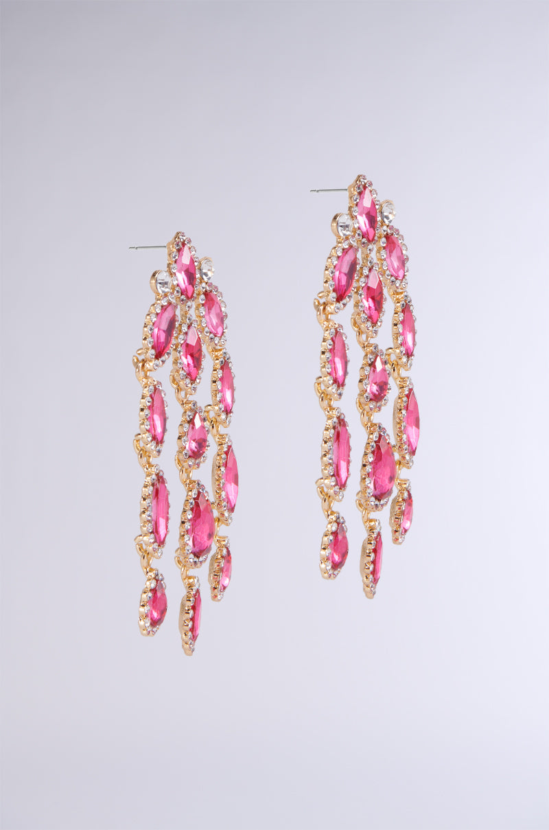 CASCADE RHINESTONE EARRING IN PINK