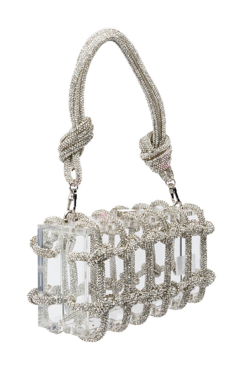 CASEY CLEAR PURSE WITH DIAMOND EMBELLISHMENT