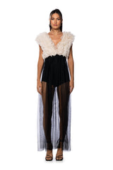 CASS V NECK SHEER LEG JUMPSUIT