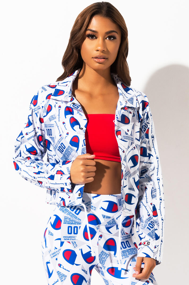 CHAMPION CROPPED COACHES JACKET ALL OVER PRINT