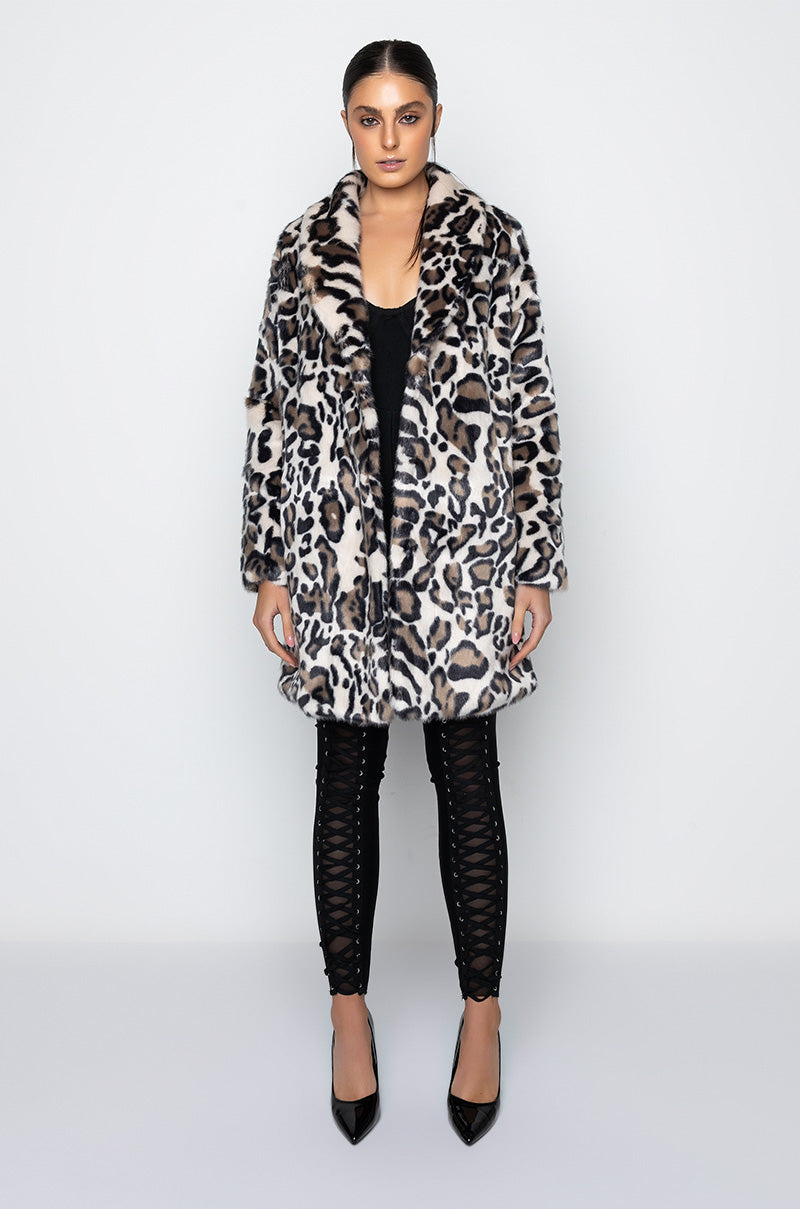 CHEETAH FAUX FUR COAT