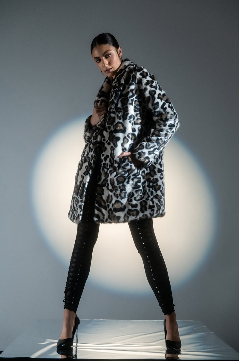 CHEETAH FAUX FUR COAT