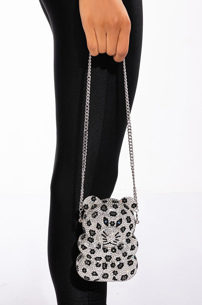 CHEETAH GIRL BLINGED CLUTCH