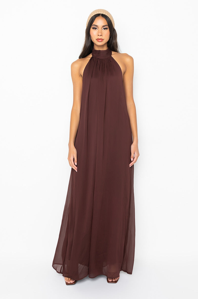 CHOCOLATE DROP HALTER TOP JUMPSUIT